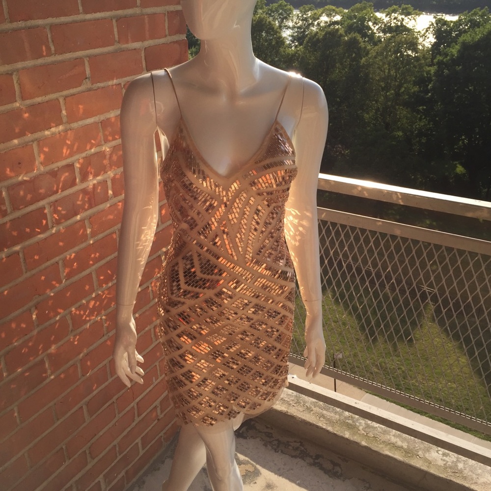 BASIX BLACK LABEL Sequin Dress - Gold (Size 4)